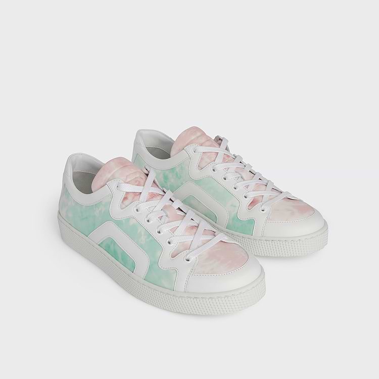 Pierre Hardy BASKETS 104 Cuir De Veau Imprimé Tie-dye Rose