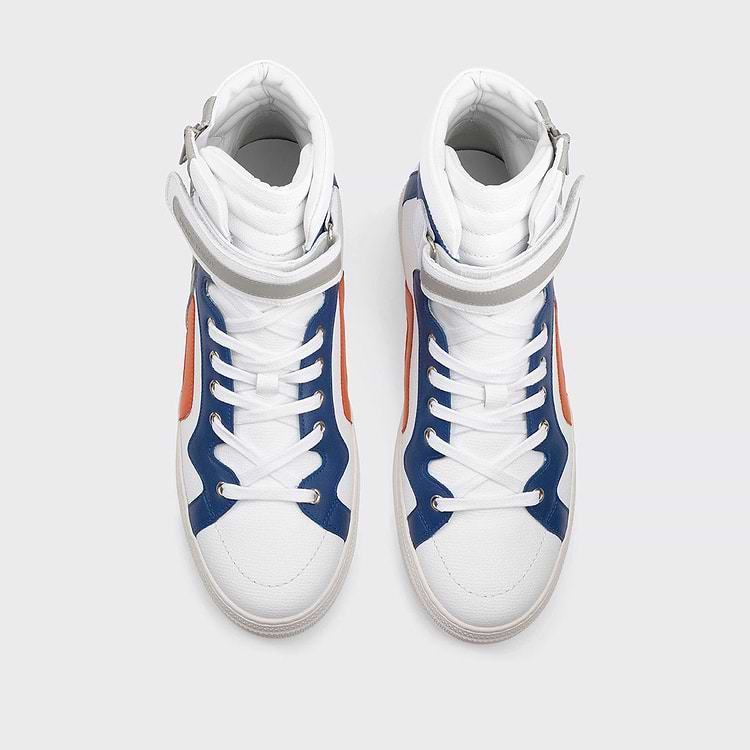 Pierre Hardy BASKETS MONTANTES 112 Cuir De Veau Blanc Bleu Orange Et Gris