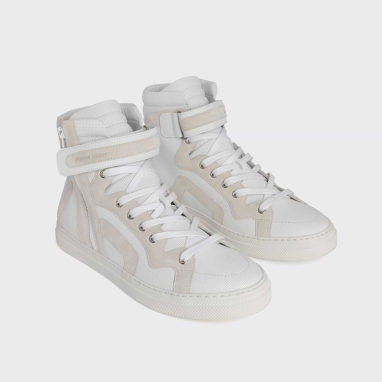 Pierre Hardy BASKETS MONTANTES 112 Cuir De Veau Blanc Et Daim Blanc Cassé