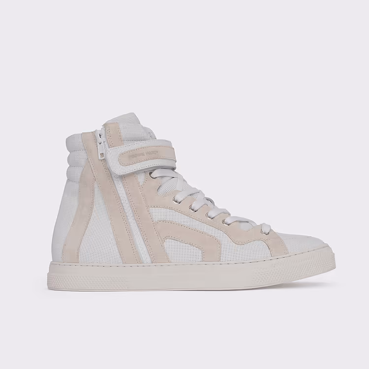 pierre hardy BASKETS MONTANTES 112 Cuir de veau blanc et daim blanc cassé