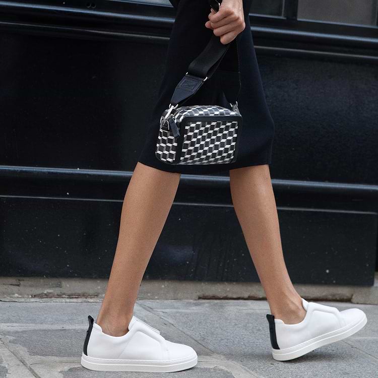 Pierre Hardy BASKETS SLIDER Cuir De Veau Blanc Et Noir