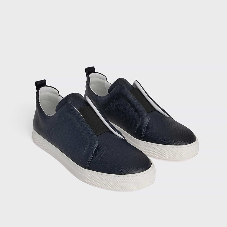 Pierre Hardy BASKETS SLIDER Cuir De Veau Grainé Bleu Marine