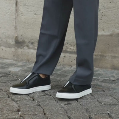 Pierre Hardy BASKETS SLIDER Cuir De Veau Grainé Bleu Marine