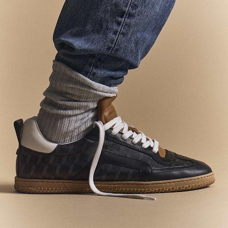 Pierre Hardy BASKETS START Toile Enduite Cube Perspective Noir Et Cuir De Veau Noir