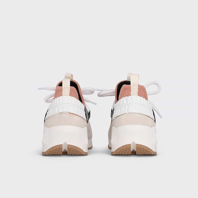 Pierre Hardy BASKETS TREK COMET Matière éponge Rose Blush Et Cuir De Veau Velours Blanc