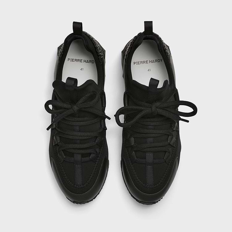 Pierre Hardy BASKETS TREK COMET Néoprène Et Cuir De Veau Noir