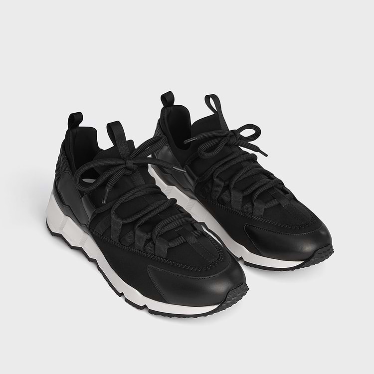 Pierre Hardy BASKETS TREK COMET Néoprène Noir Avec Empiècements En Cuir De Veau Noir