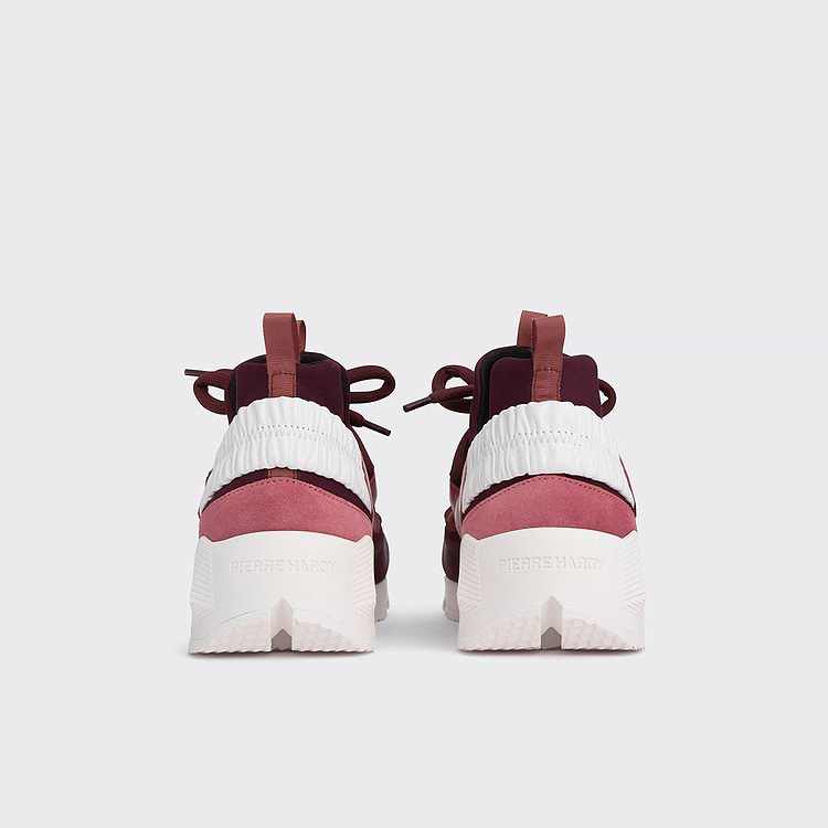 Pierre Hardy BASKETS TREK COMET Toile De Nylon Bordeaux Cuir De Veau Fruits Rouge & Blanc Et Cuir De Veau Velours Fruits Rouge