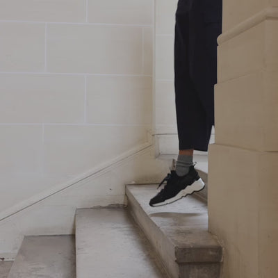 Pierre Hardy BASKETS TREK COMET Toile De Nylon Noir Cuir De Veau Taupe & Cuir De Chèvre Orange