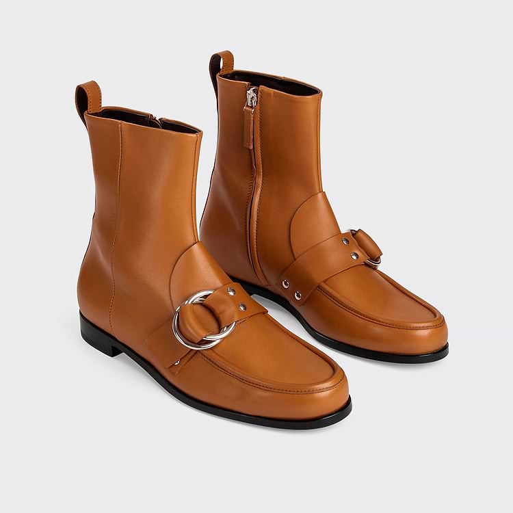 Pierre Hardy BOTTINES RIDER Cuir De Chèvre Lisse Cognac