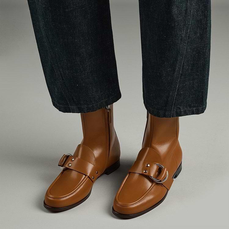 Pierre Hardy BOTTINES RIDER Cuir De Chèvre Lisse Cognac