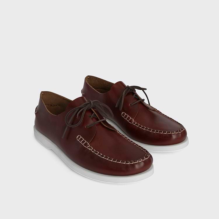 Pierre Hardy CHAUSSURE BATEAU MONTAUK Cuir De Veau Bordeaux