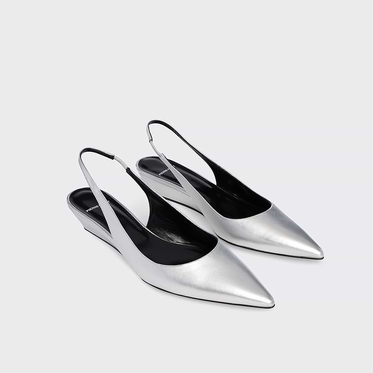 Pierre Hardy ESCARPIN SLINGBACK AMBER Cuir D'agneau Métallisé Argenté