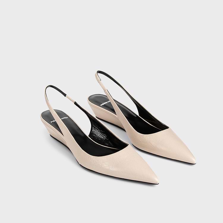 Pierre Hardy ESCARPIN SLINGBACK AMBER Cuir De Veau Froissé Craie