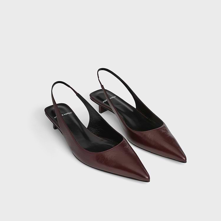 Pierre Hardy ESCARPIN SLINGBACK STELLA Cuir De Veau Craquelé Bordeaux