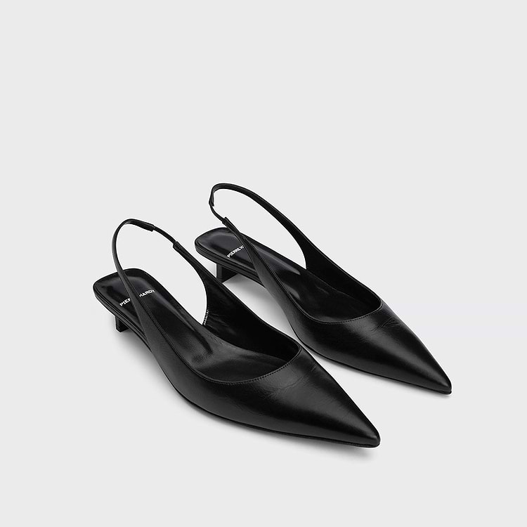 Pierre Hardy ESCARPIN SLINGBACK STELLA Cuir De Veau Craquelé Noir