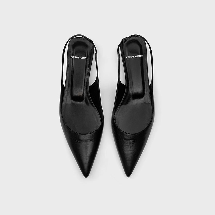Pierre Hardy ESCARPIN SLINGBACK STELLA Cuir De Veau Craquelé Noir