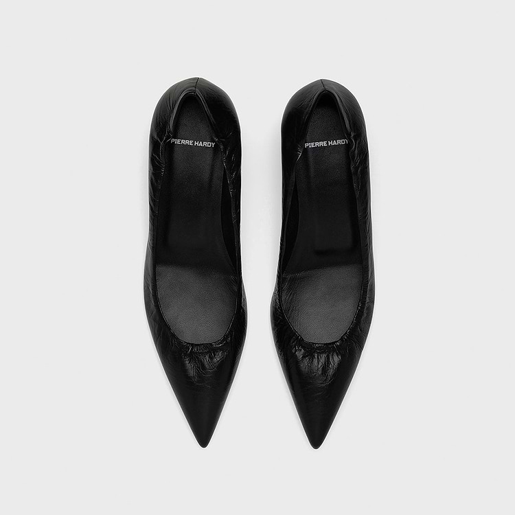 Pierre Hardy ESCARPIN STELLA Cuir De Veau Froissé Noir