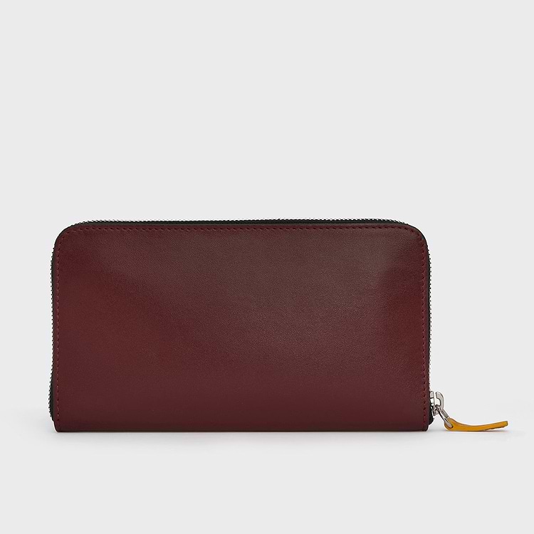 Pierre Hardy MAXI PORTEFEUILLE AOYAMA Cuir De Veau Bordeaux Noir & Jaune