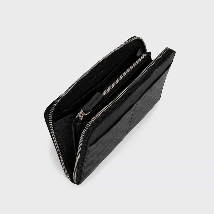 Pierre Hardy MAXI PORTEFEUILLE AOYAMA Toile Enduite Cube Cuir De Veau Noir