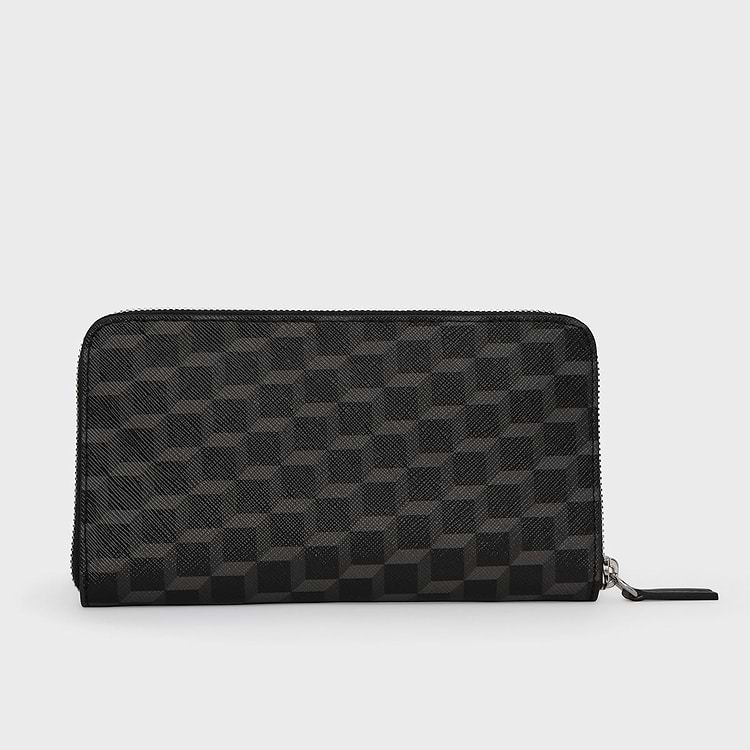 Pierre Hardy MAXI PORTEFEUILLE AOYAMA Toile Enduite Cube Cuir De Veau Noir