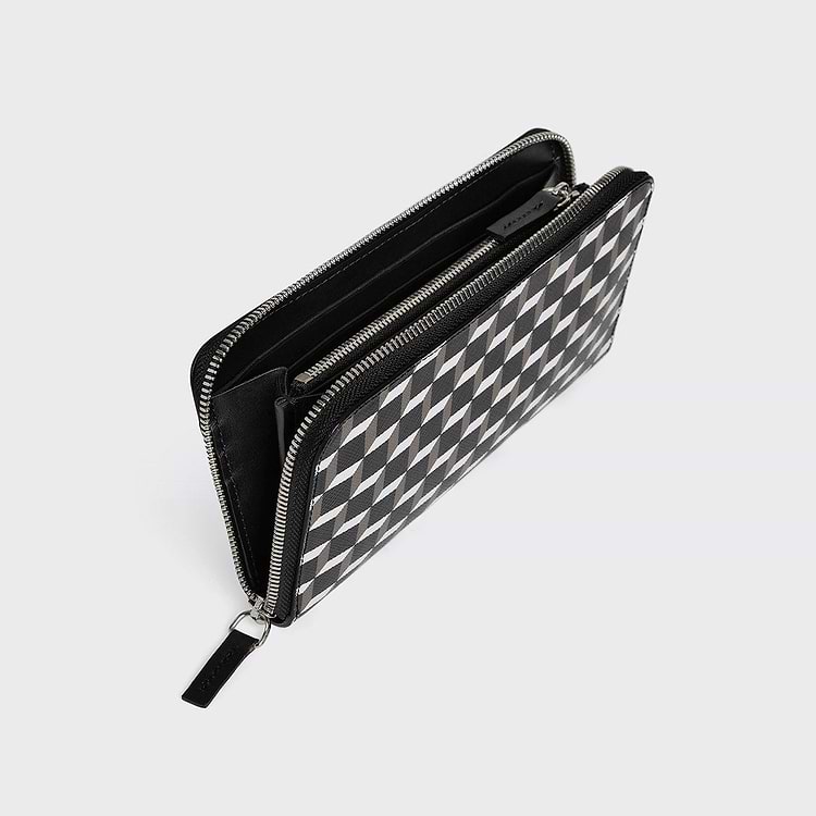 Pierre Hardy MAXI PORTEFEUILLE AOYAMA Toile Enduite Cube Cuir D'agneau Noir