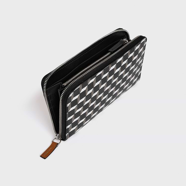 Pierre Hardy MAXI PORTEFEUILLE AOYAMA Toile Enduite Cube Cuir De Veau Camel