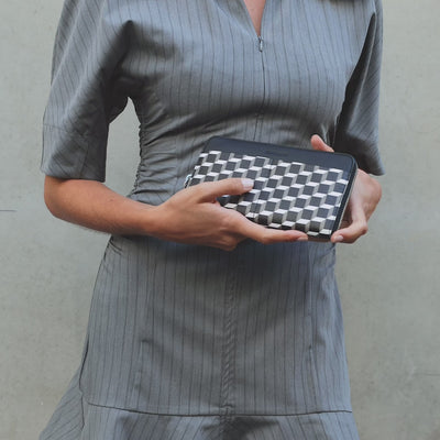 Pierre Hardy MAXI PORTEFEUILLE AOYAMA Toile Enduite Cube Cuir De Veau Camel