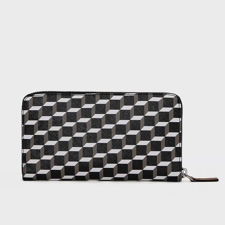 Pierre Hardy MAXI PORTEFEUILLE AOYAMA Toile Enduite Cube Cuir De Veau Camel