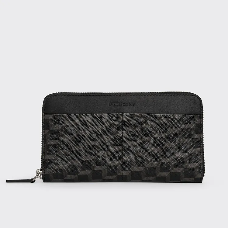 pierre hardy MAXI PORTEFEUILLE AOYAMA Toile enduite Cube cuir de veau noir