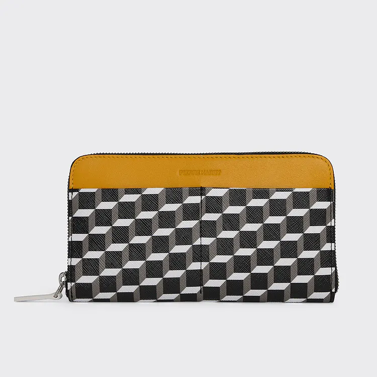 pierre hardy MAXI PORTEFEUILLE AOYAMA Toile enduite Cube cuir veau jaune