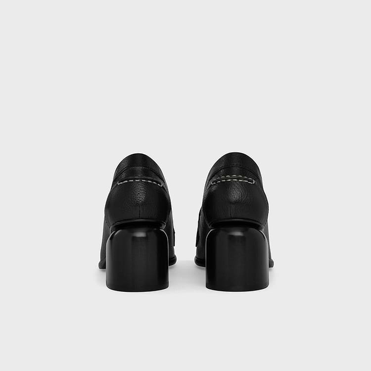 Pierre Hardy MOCASSIN À TALON ROMY Cuir De Chèvre Grainé Noir