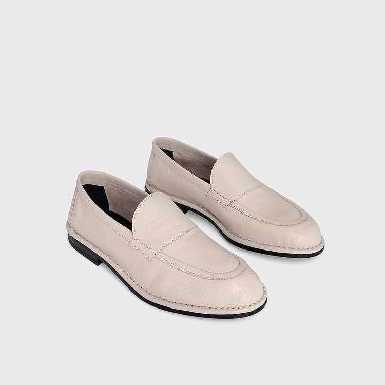 Pierre Hardy MOCASSIN NOTO Cuir De Chevreau Grainé Blanc Cassé