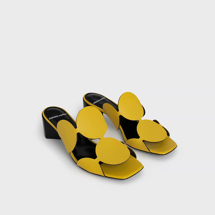 Pierre Hardy MULE À TALON BULLES Cuir De Chevreau Jaune