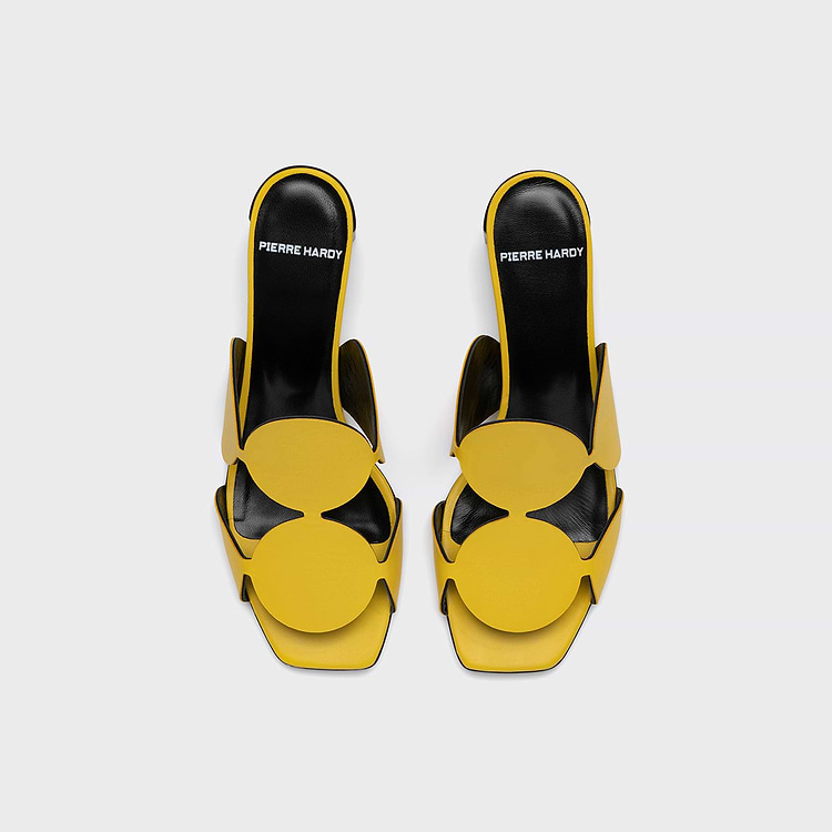 Pierre Hardy MULE À TALON BULLES Cuir De Chevreau Jaune