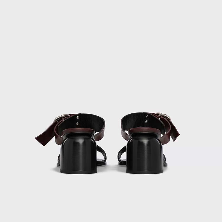 Pierre Hardy MULE À TALON ISOLA RIDER Cuir De Veau Bordeaux