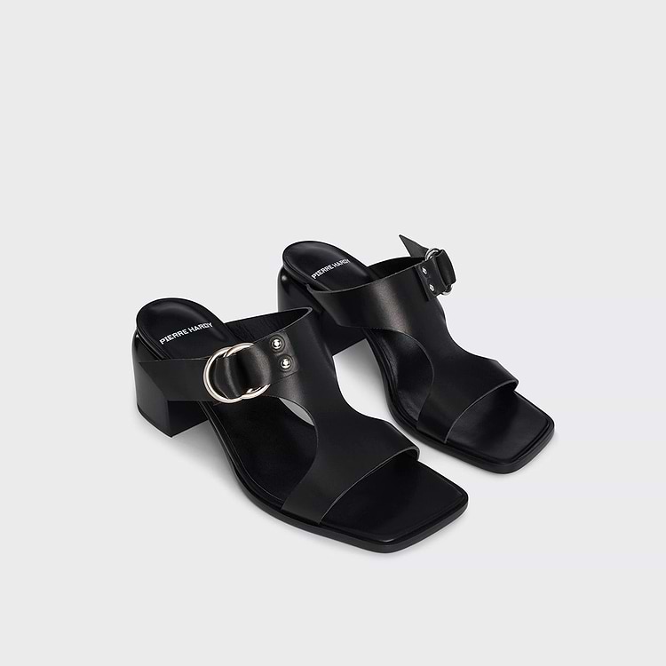 Pierre Hardy MULE À TALON ISOLA RIDER Cuir De Veau Noir