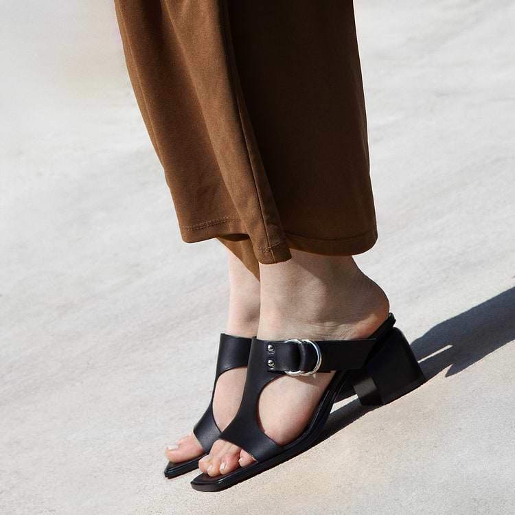 Pierre Hardy MULE À TALON ISOLA RIDER Cuir De Veau Noir