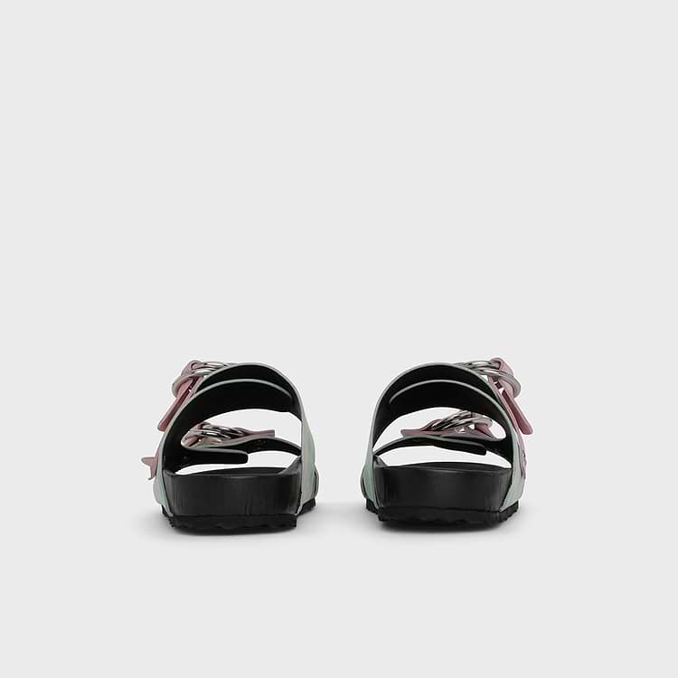 pierre Hardy MULE PLATE BEACH RIDER Cuir De Veau Imprimé Tie-dye Rose