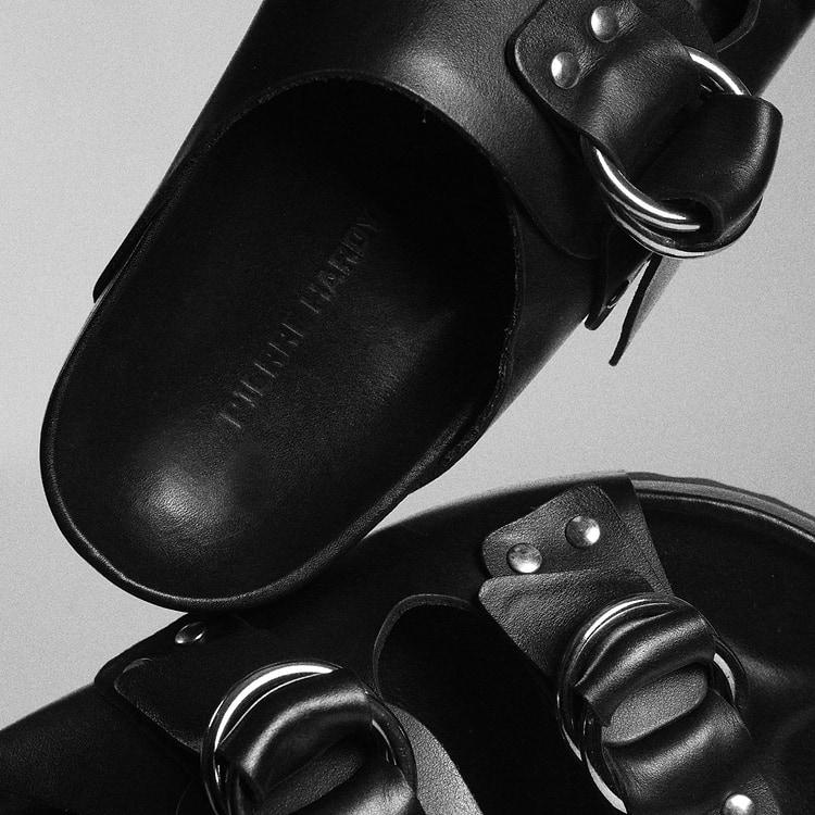 Pierre Hardy MULE PLATE BEACH RIDER Cuir De Veau Noir