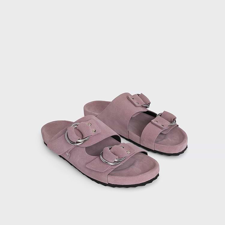 Pierre Hardy MULE PLATE BEACH RIDER Cuir De Veau Velours Rose