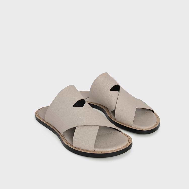 Pierre Hardy MULE VEDRA Cuir De Chevreau Grainé Blanc Cassé