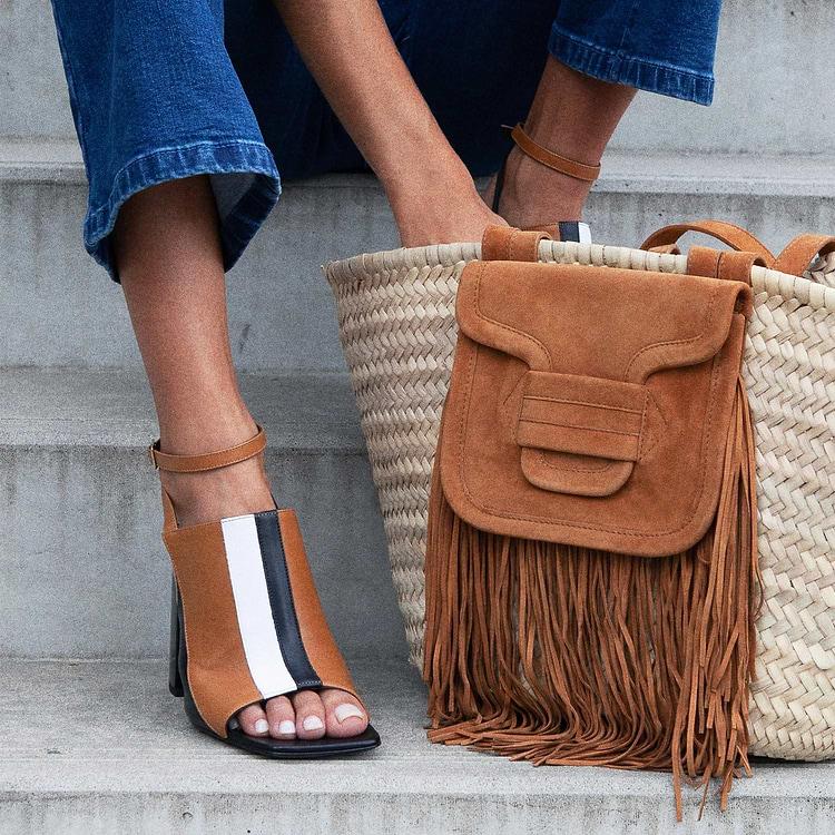 Pierre Hardy PANIER ALPHA RODEO Raffia Naturel Et Cuir De Chèvre Velours Camel