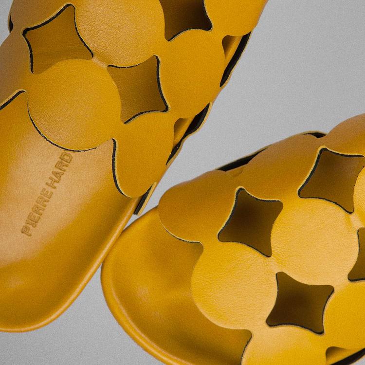 Pierre Hardy MULE BULLES Cuir De Veau Jaune