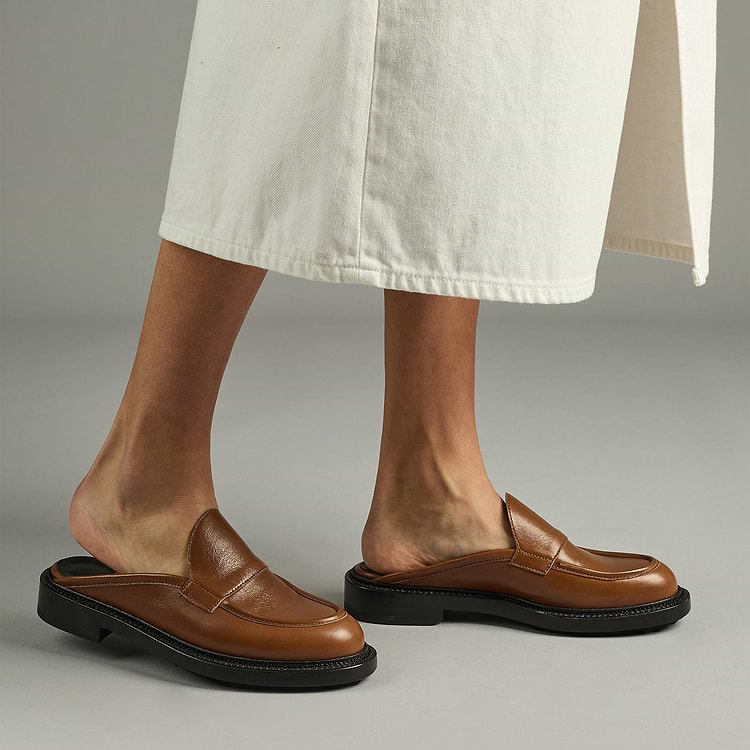 Pierre Hardy MULE JOHN Cuir De Chèvre Cognac