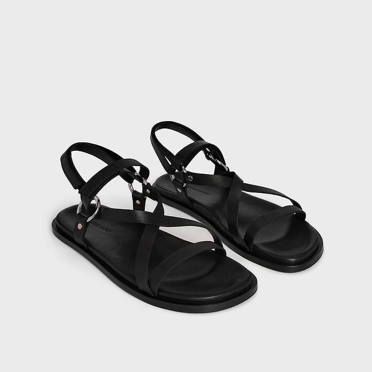 Pierre Hardy SANDALE SLIM RIDER Cuir De Veau Noir