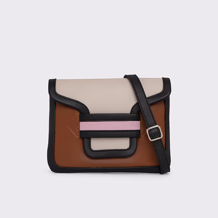 pierre hardy POCHETTE ALPHA Cuir d'agneau camel blanc cassé et rose