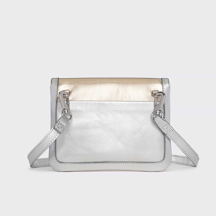 Pierre Hardy POCHETTE ALPHA Cuir D'agneau Métallisé Champagne & Argenté