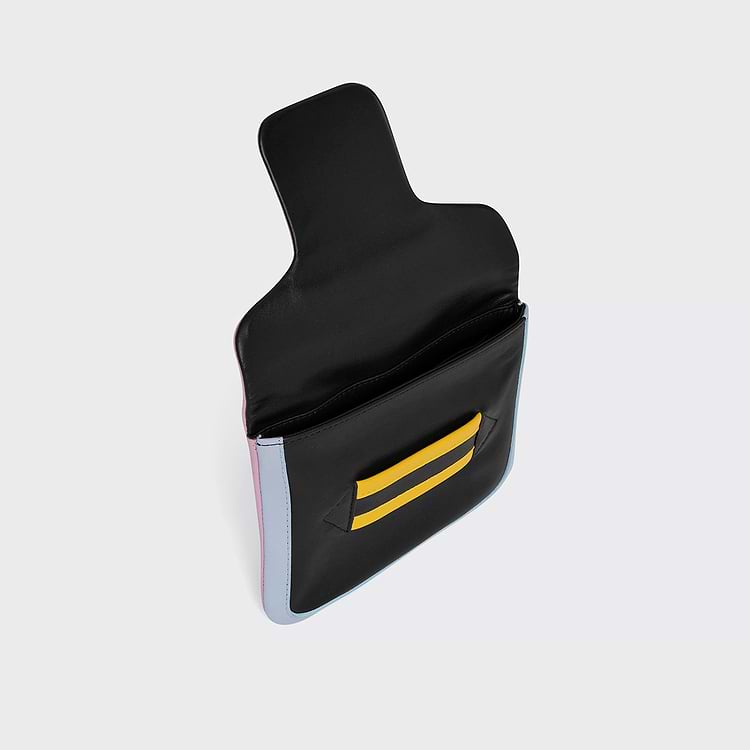 Pierre Hardy POCHETTE ALPHA Cuir D'agneau Noir Bleu Rose Et Jaune