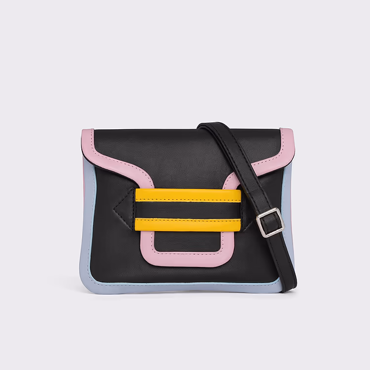 pierre hardy POCHETTE ALPHA Cuir d'agneau noir bleu rose et jaune